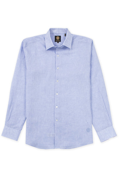 Regular corte formal wear italian linen mens camisas azul