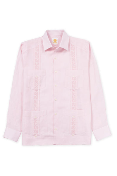 Regular corte 4 pocket elegant wear linen guayabera akumal embroidery pi–on