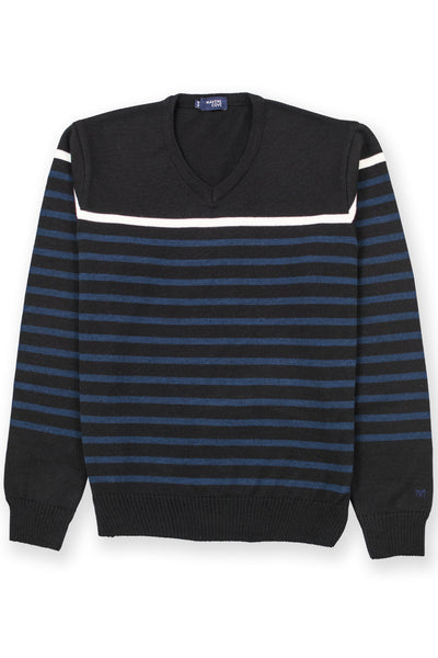 Striped merino wool casual wear blend suŽter negro