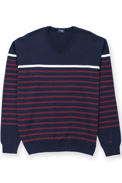 Striped merino wool casual wear blend suŽter marino