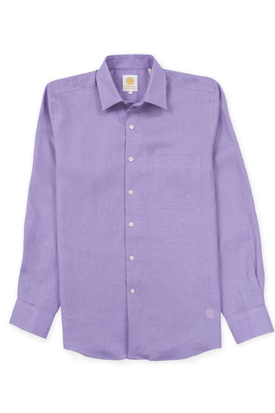 Regular corte beach wear linen camisas lila