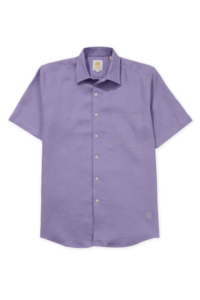 Regular corte manga corta boat wear linen camisas lila