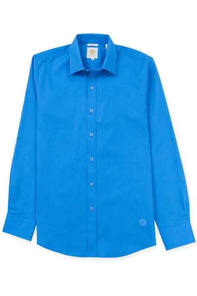 Slim corte linen blend cool camisas azul electrico