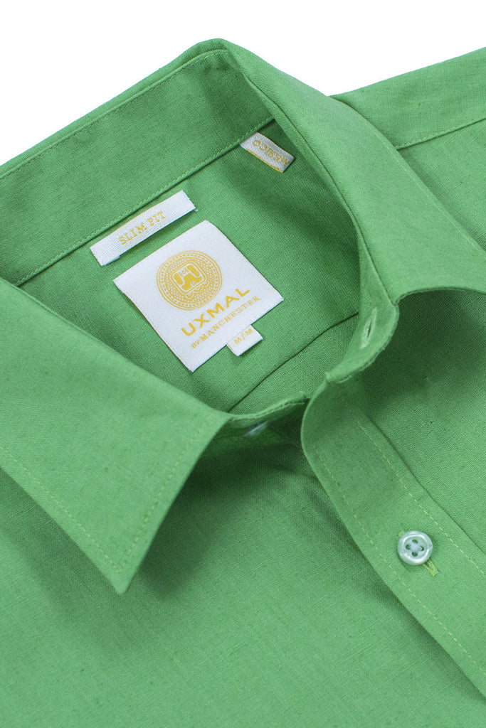 Slim corte linen blend cool camisass verde electrico