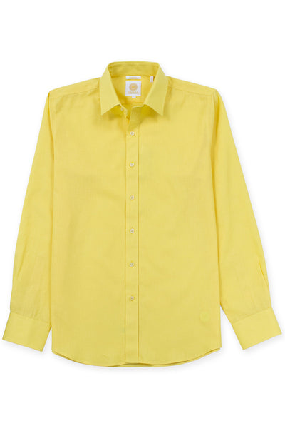 Slim corte linen blend cool camisas amarillo electrico