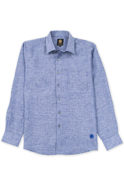 Regular corte italian linen jacquard mens camisas azul