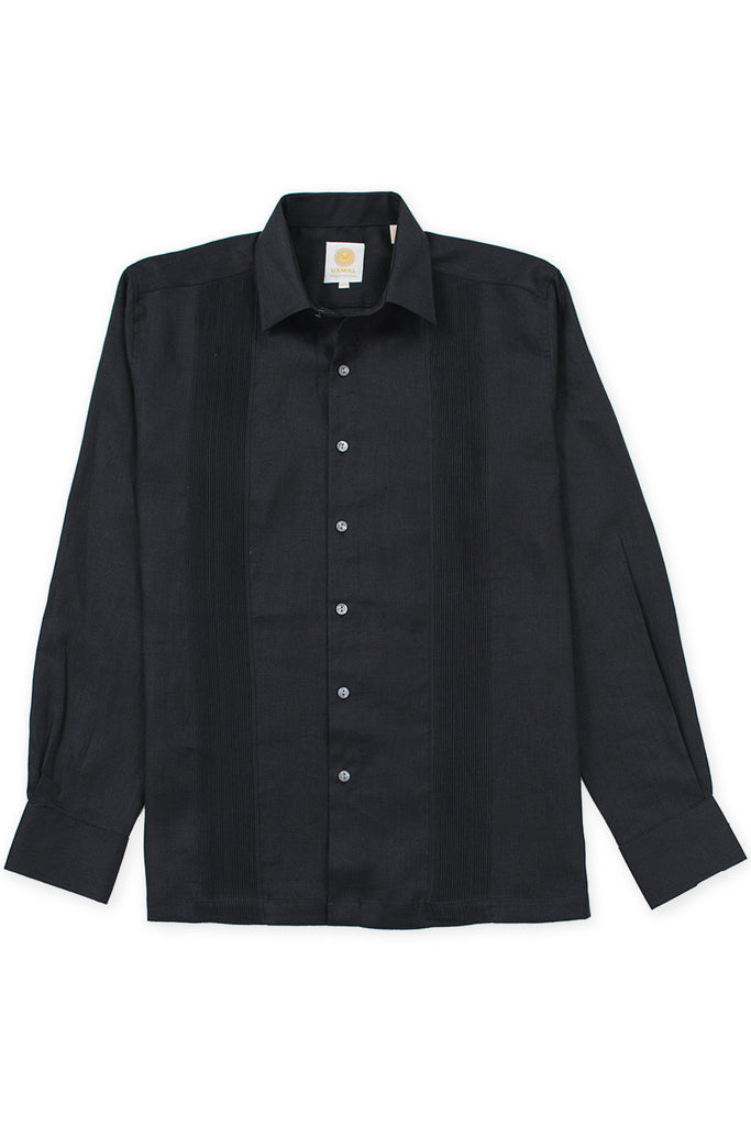 Regular corte linen guayabera fresh camisas negro