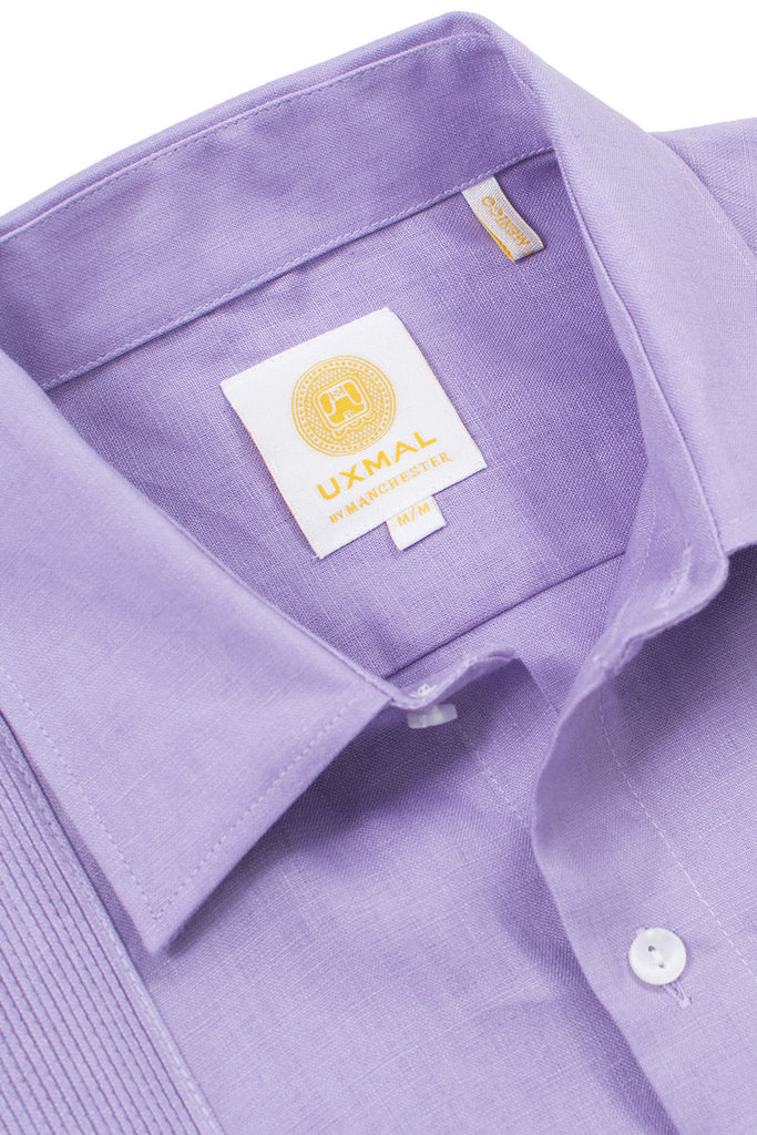 Regular corte linen guayabera fresh camisass lila
