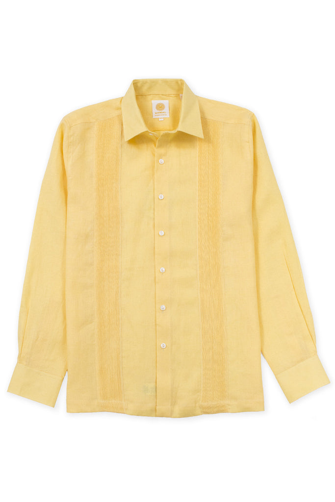 Regular corte linen guayabera fresh camisas amarillo