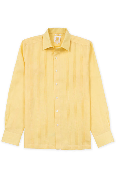 Slim corte elegant wear linen guayabera holbox amarillo
