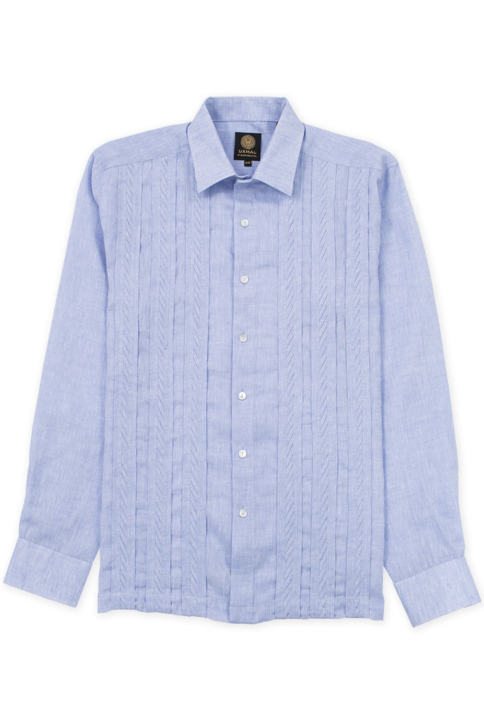 Regular corte italian linen guayabera fresh camisas azul