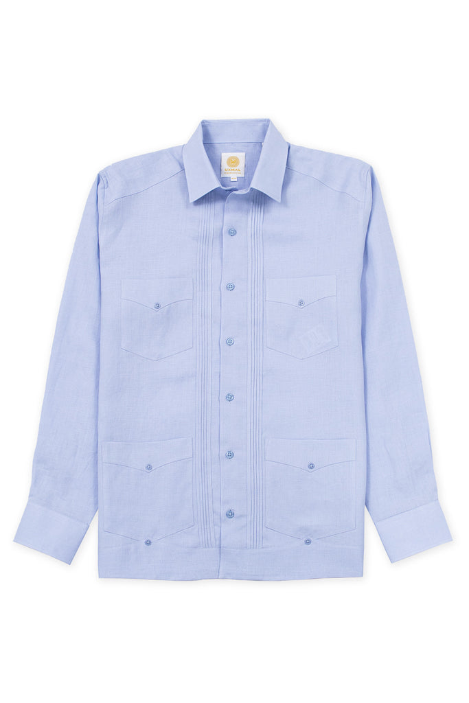Regular corte 4 pocket linen guayabera camisas azul
