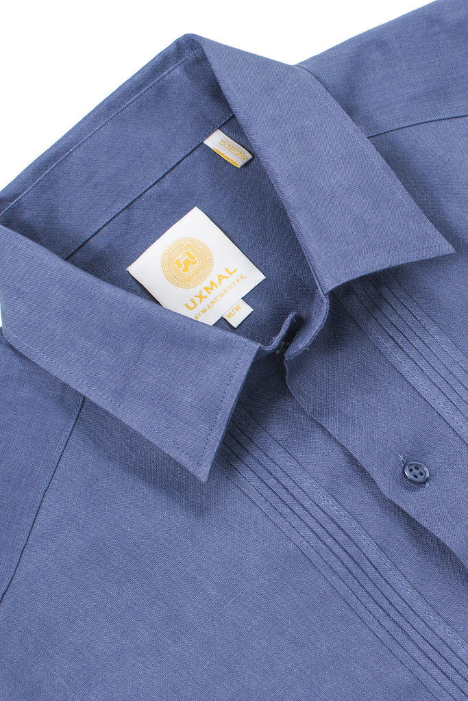 Regular corte 4 pocket linen guayabera camisass ink azul