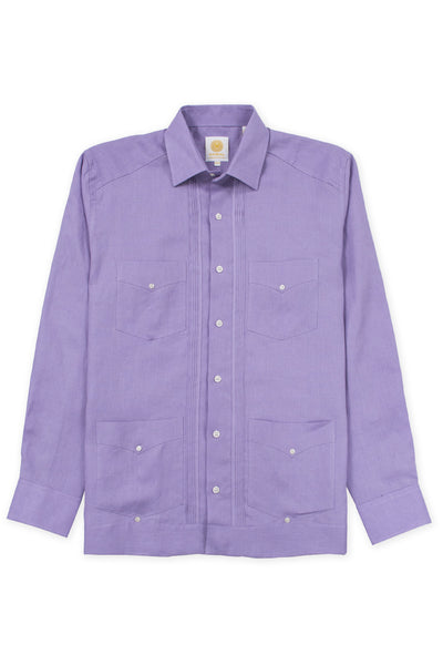 Regular corte 4 pocket linen guayabera camisas lila