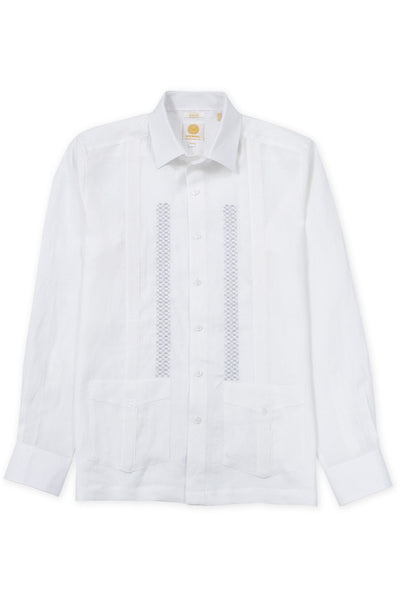 Slim corte traditional linen guayabera camisas celestun embroidery blanco