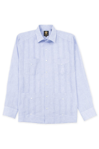 Regular corte 4 pocket italian linen relaxed guayabera camisas azul