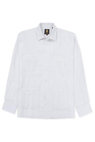 Regular corte 4 pocket italian linen relaxed guayabera camisas blanco