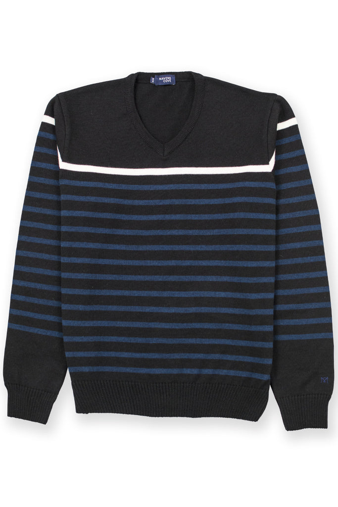 Striped merino wool casual wear blend suŽter negro