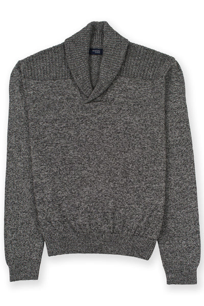 Shawl collar v-neck merino wool blend suŽter gris
